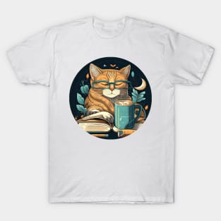 Happy Cat Reading Book - Coffee Cat Cute Kitten T-Shirt